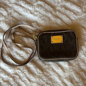 Michael Kors Dark Brown Crossbody with Gold Details